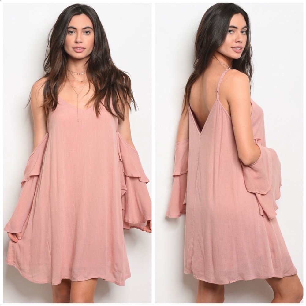 Mauve Flowy Off Shoulder Dress
